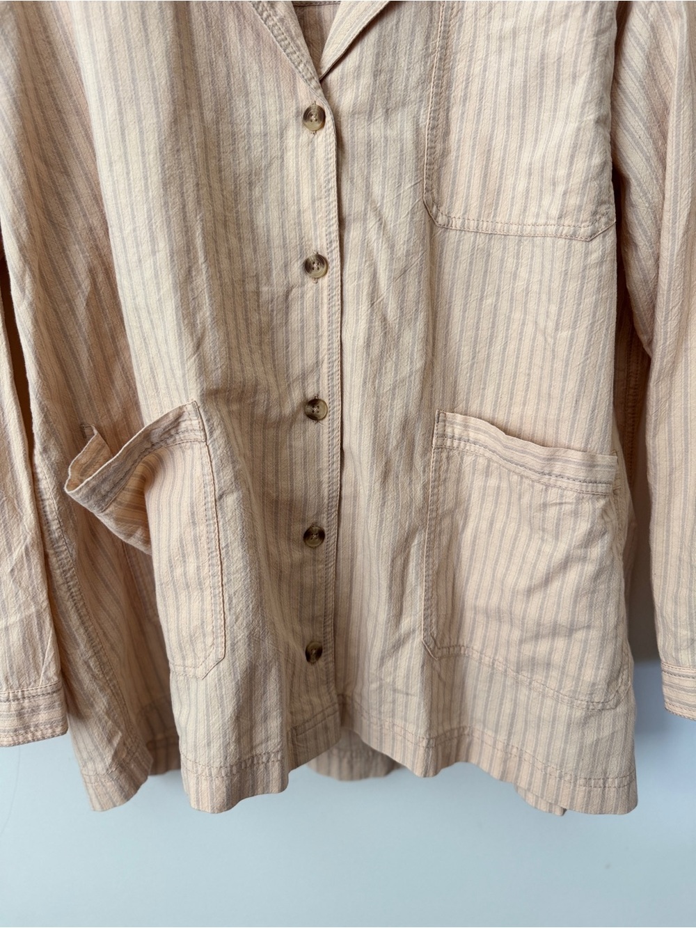 NWT — WE THE FREE Peach Striped Button-Up Long Sleeve Jacket - Picture 3 of 7